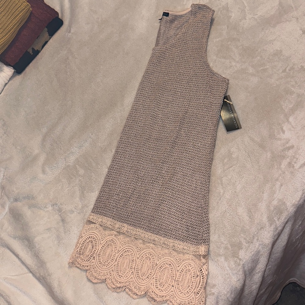 Signature studio tan dress. Brand new with tags